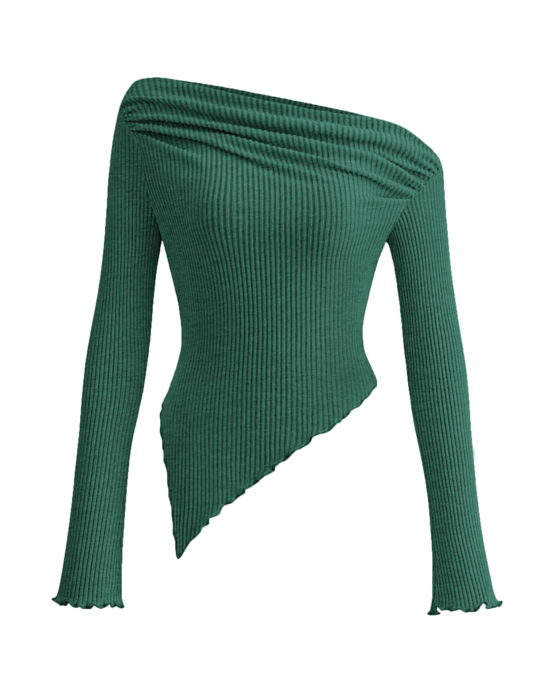 PRETTYGARDEN Women's Long Sleeve Y2K Crop Top Trendy Off Shoulder Asymmetrical F