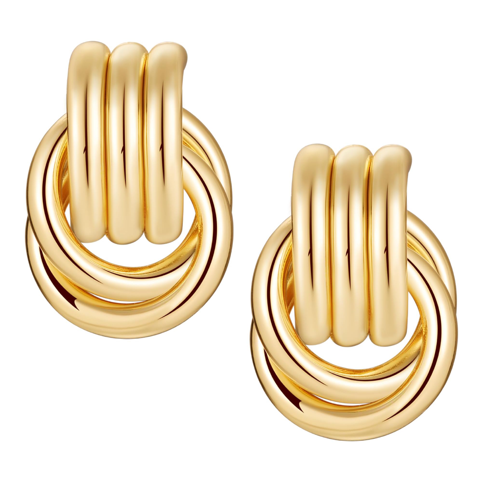 Chunky Earrings for Women Knot Link Circle Statement Drop Dangle Earrings Studs 