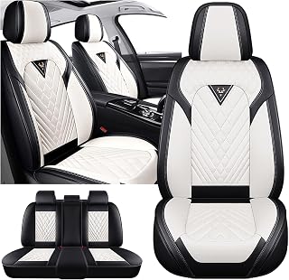 Car Seat Covers for Toyota Sienna 2000-2026, Waterproof Nappa Leather Car Seat Protector, Comfortable and Anti-Slip Car Seat Cover&Accessories(5 Seats/Black White)