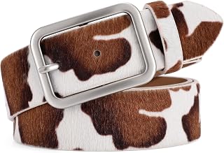 LEACOOLKEY Women's Leather Belt for Jeans Trousers Women's Leather Belt Waist Belt 3.3 cm Width