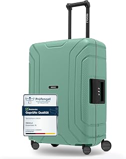REDOLZ Essentials 15 Regular Items, Green (sea green), Medium (65 cm), Hard shell trolley with swivel castors