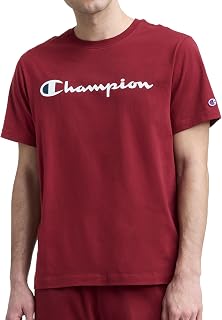 Champion Men's Graphic Short Sleeve T-Shirt, Standard Fit, Classic Script Logo, Midweight 100% Cotton