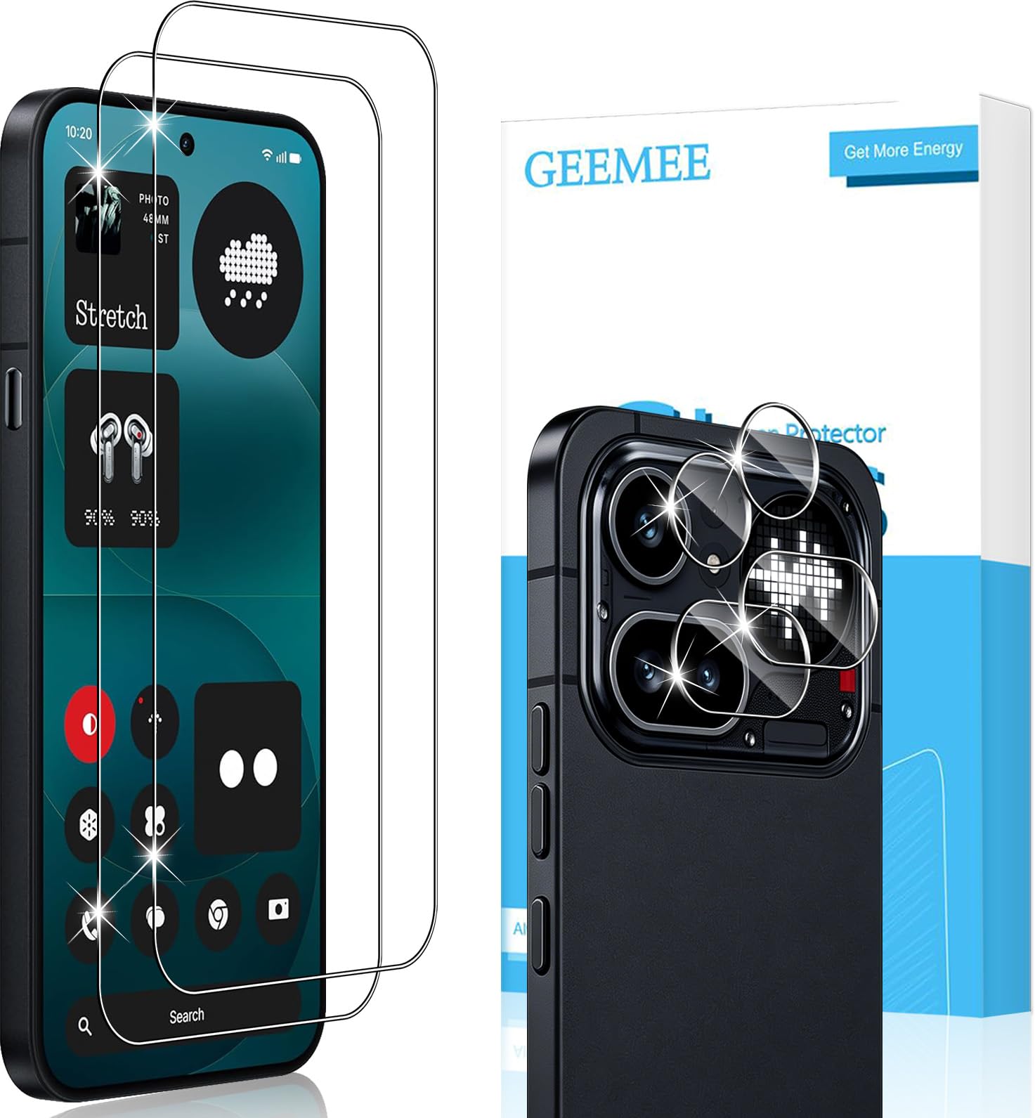 for Nothing Phone 4A Pro Screen Protector + Camera Lens Protector, 2+2 Pieces 9H