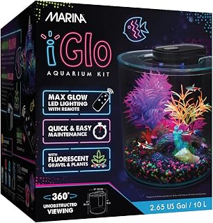 Marina iGlo 360 Aquarium Kit - 10 L (2.65 US gal), Blue,White, 10 l (Pack of 1)