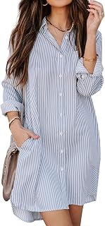 MINTLIMIT Women's Casual Long Sleeve Button Down Shirt Dress Oversize Swimsuit Cover Up for Women 2024 S-2XL