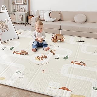 BG-BABYGO Baby Play Mat for Floor 120 x 120 CM - Foldable Baby Play Mats for Newborn and Toddlers Waterproof and Soft, Tummy Time Mat Design for Crawling and Learning