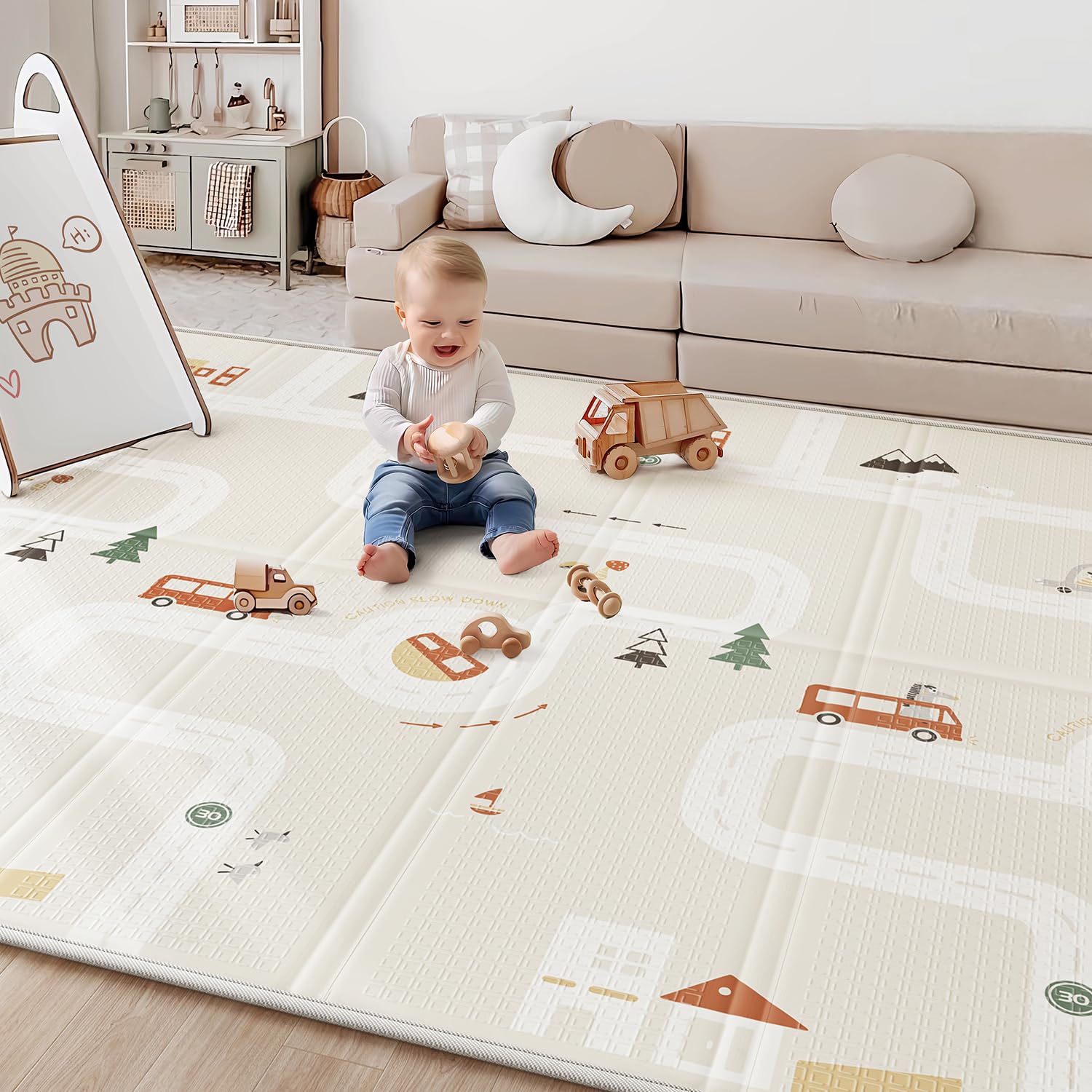 BG-BABYGO Baby Play Mat for Floor 120 x 120 CM - Foldable Baby Play Mats for New