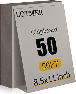 LOTMER 50 Pack 8.5 x 11 Inch 50PT Chipboard Sheets | Heavy Duty Chipboard Sheets for Bookbinding, Kraft Binder Board for DIY Crafts, Packaging, Scrapbooking and Projects