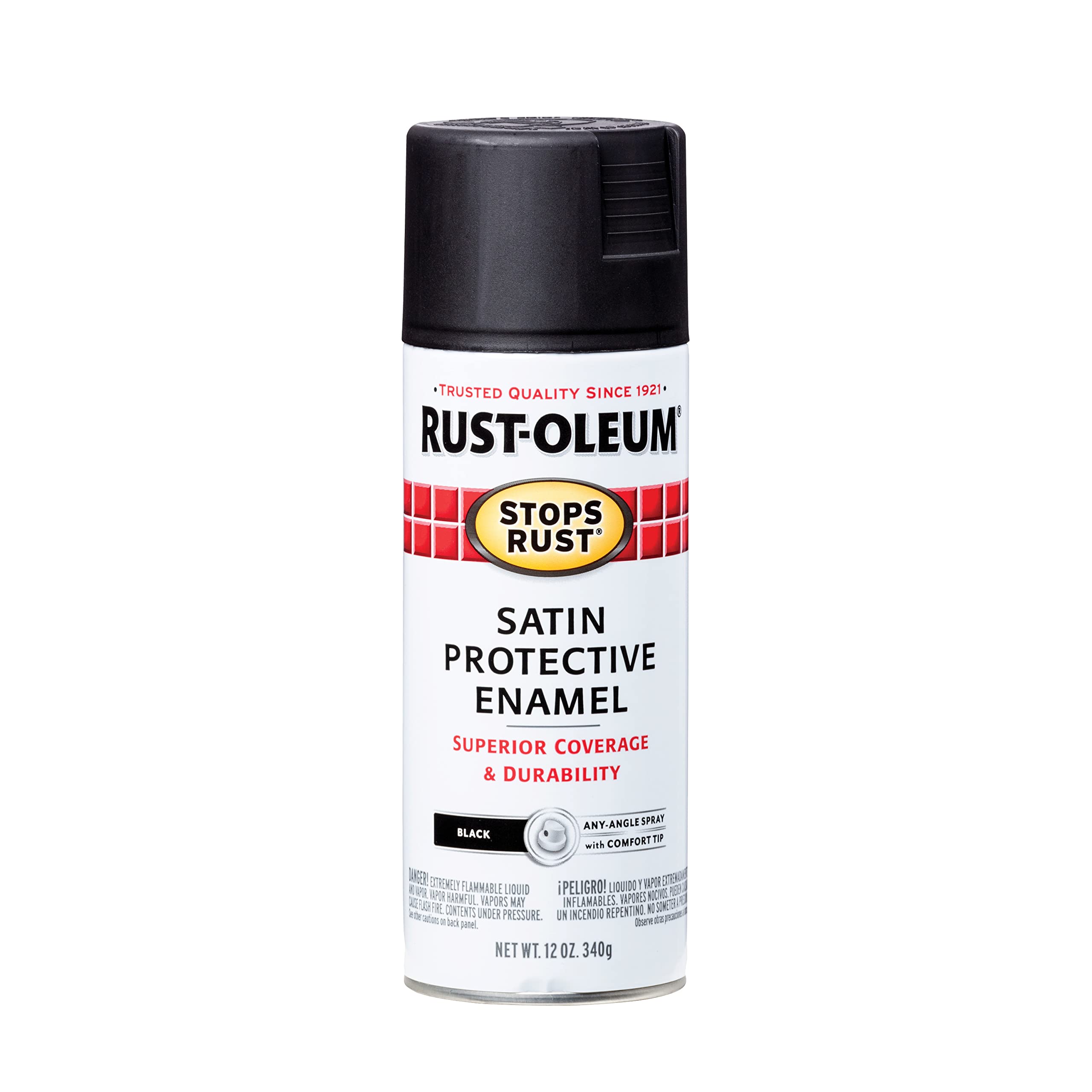 Rust-Oleum 7777830 Stops Rust Spray Paint, 12 oz, Satin Black