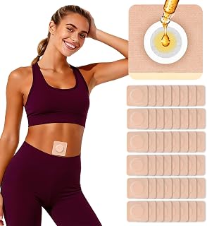 48PCS Castor Oil Patches, Castor Oil Pack Wrap, Belly Button Patch | Organic Cotton, Breathable &amp; Self-Adhesive Pads, Anti Leakage, No Wash, Portable, Without Castor Oil, Beige