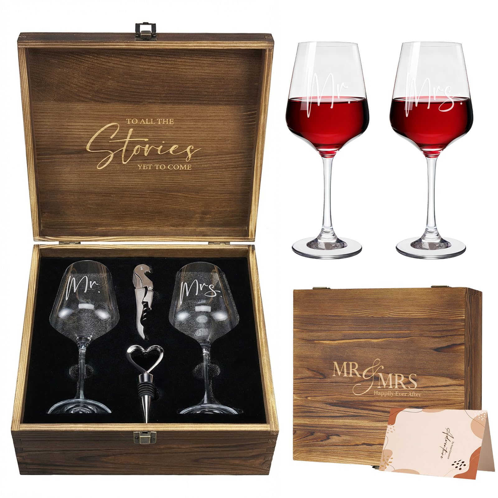 AW BRIDAL Mr and Mrs Wine Glasses, Bridal Shower Wedding Gifts for Couples | Eng