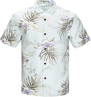 Men's Hawaiian Floral Shirts Silk and Linen Button Down Casual Tropical Holiday Beach Shirts