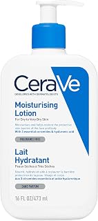 CeraVe Moisturising Lotion with Ceramides for Normal to Dry Skin, 473ml | Lighweight Daily Hydrating Face & Body Moisturiser with Hyaluronic acid, MVE technology. Fragrance-Free.