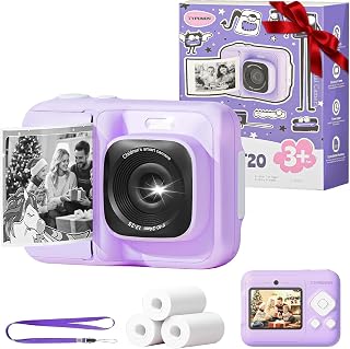 Instant Print Camera for Kids, 1080P HD Video Digital Camera,Violet | Kids Camera with 3 rolls of Print Paper & 32G Card, Toddler Camera for 3-12 Years Old, ideal Christmas Birthday Gifts
