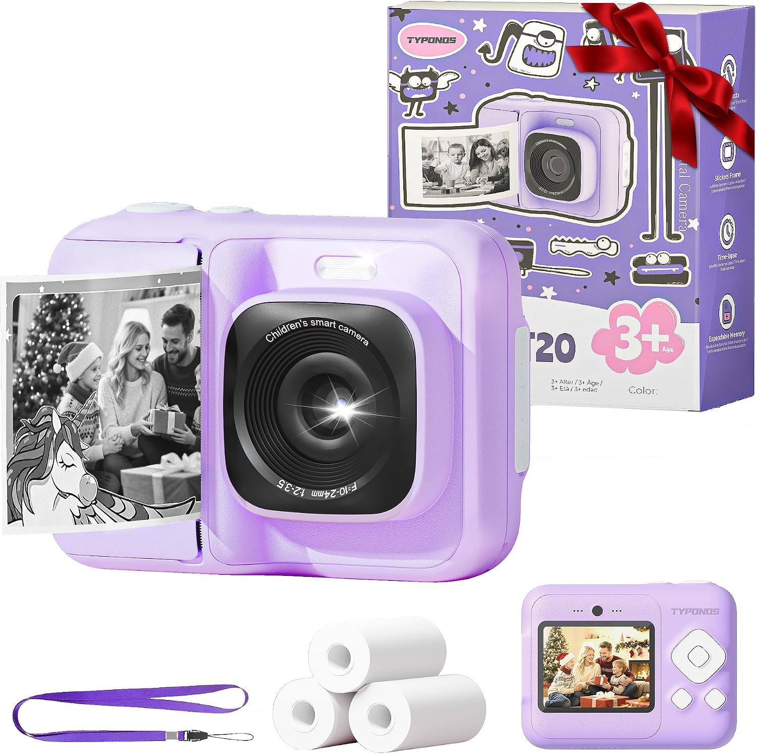 Instant Print Camera for Kids, 1080P HD Video Digital Camera,Violet | Kids Camer