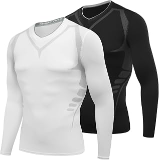 AMZSPORT Men's Compression Jersey Thermal Running Long Sleeve T-Shirt