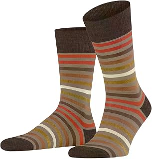 FALKE Men's Tinted Stripe Socks Breathable Climate-Regulating Odour-Neutralising Wool Cotton Patterned All-Rounder Warm For Dress Casual Business Looks 1 Pair