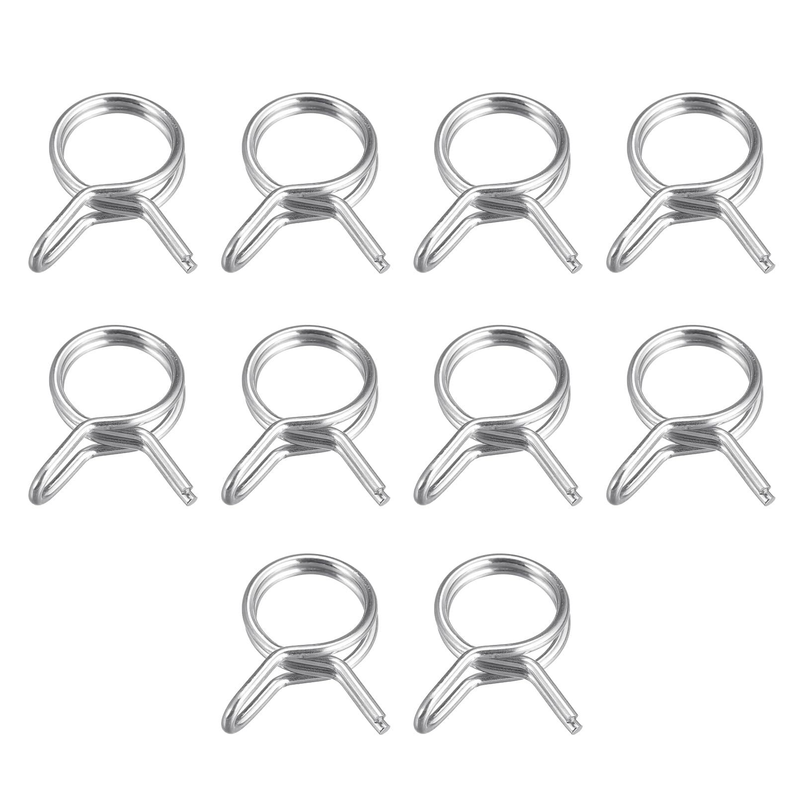 Double Wire Spring Hose Clamp, 10 Pcs 304 Stainless Steel 8mm ID Hose Clamp, for