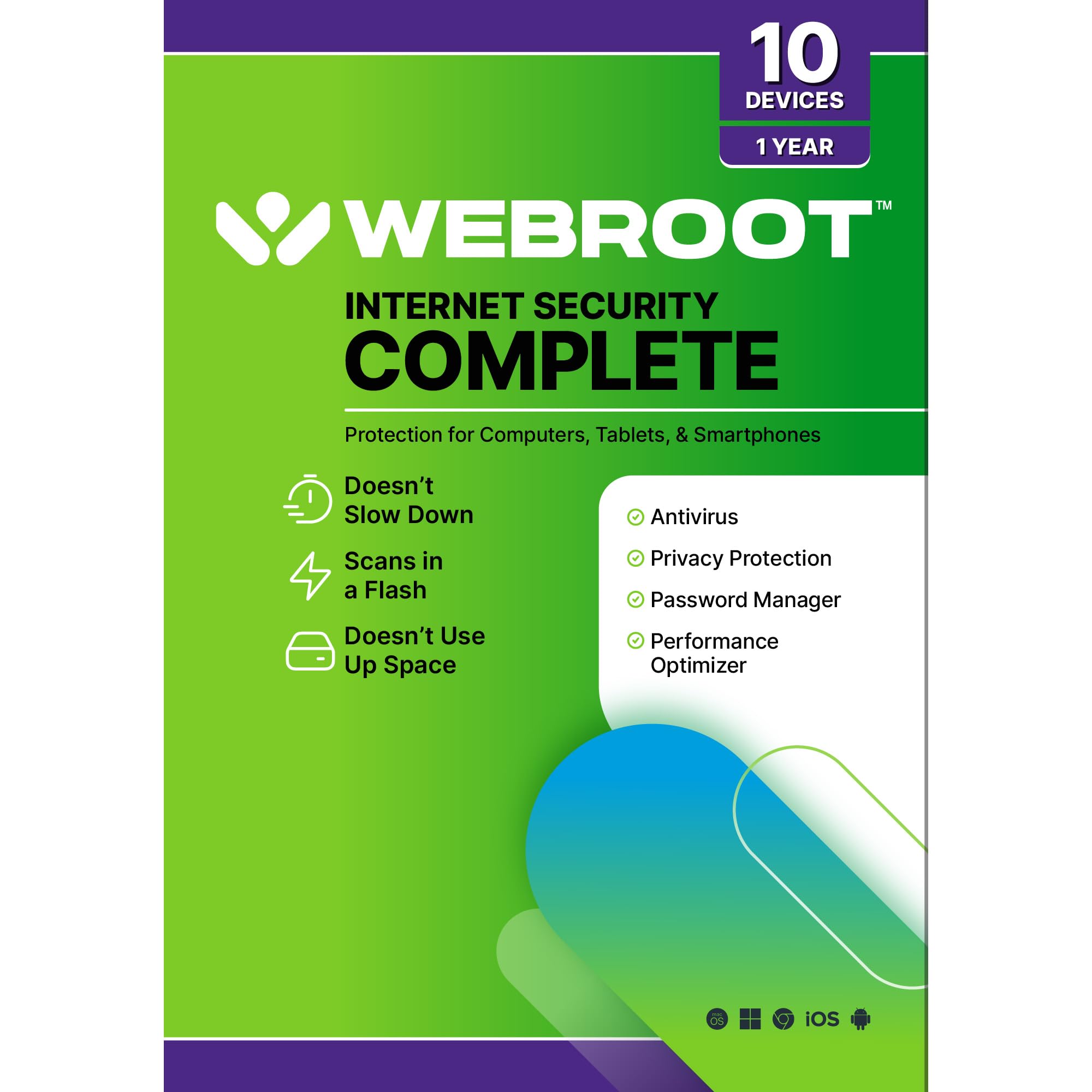 Webroot Internet Security Complete | Antivirus Software 2026 | 10 Device | 1 Yea