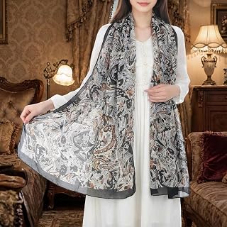 Fashion Lightweight Women Scarves Scarves Elegant Shawls Floral Pattern Scarves and Wraps Clear