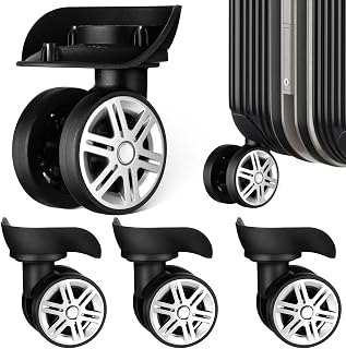 Abaodam 4Pcs Luggage Wheels Replacement, Universal Mute Caster for Suitcase | Dual Swivel Suitcase Roller for Suitcase Trunk, 360° Smooth Rotating Repair Part, ABS Durable Plate Mount Heavy Duty Wheels