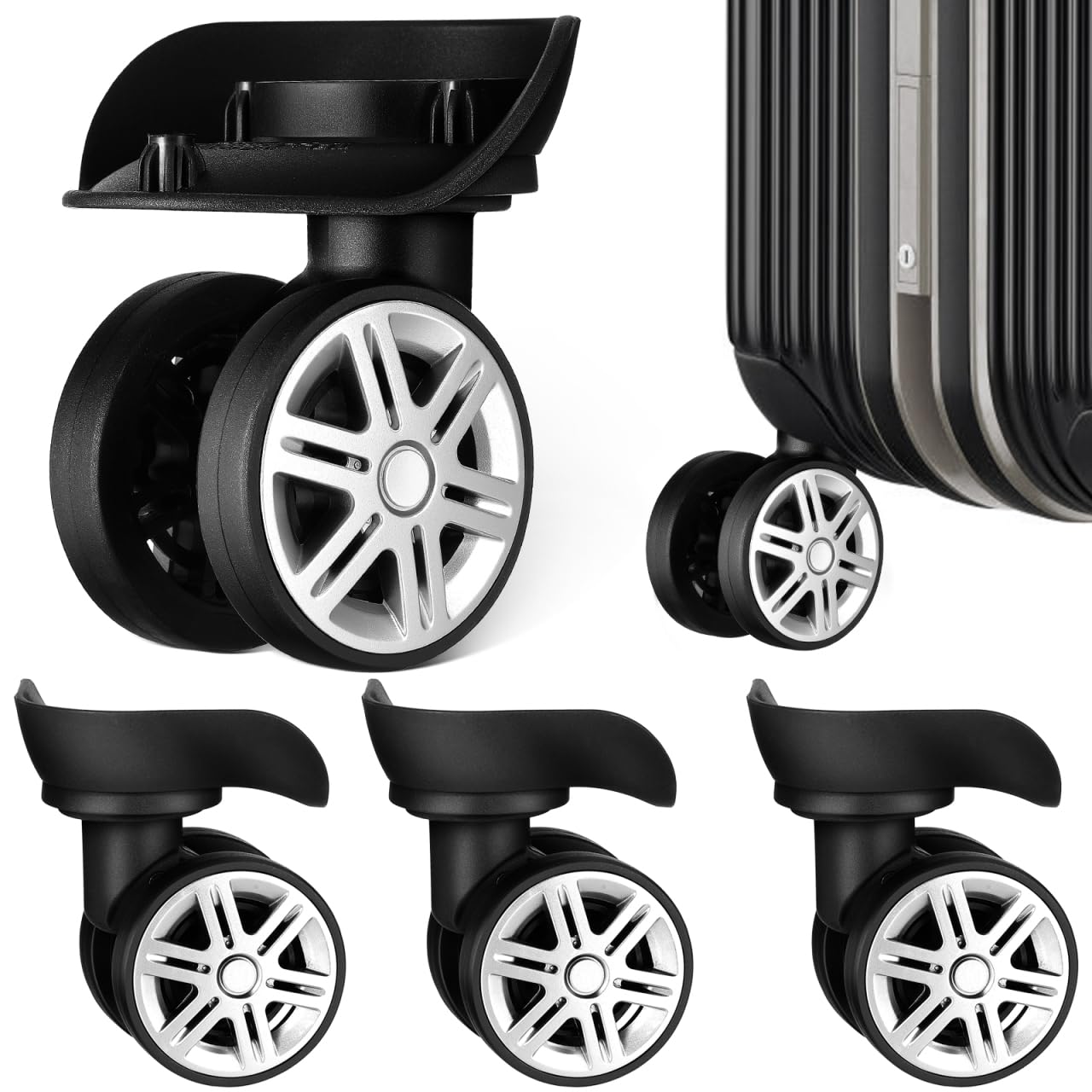 Abaodam 4Pcs Luggage Wheels Replacement, Universal Mute Caster for Suitcase | Du