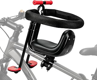 Child Bike Seat, Toddler Bike Seat, Detachable Bike Seat for Kids, Front Mounted Child Bike Seat, Baby Bike Seat with Foot Pedals and Fully Enclosed Guardrail, Toddler Bicycle Seats for 2~6 Years