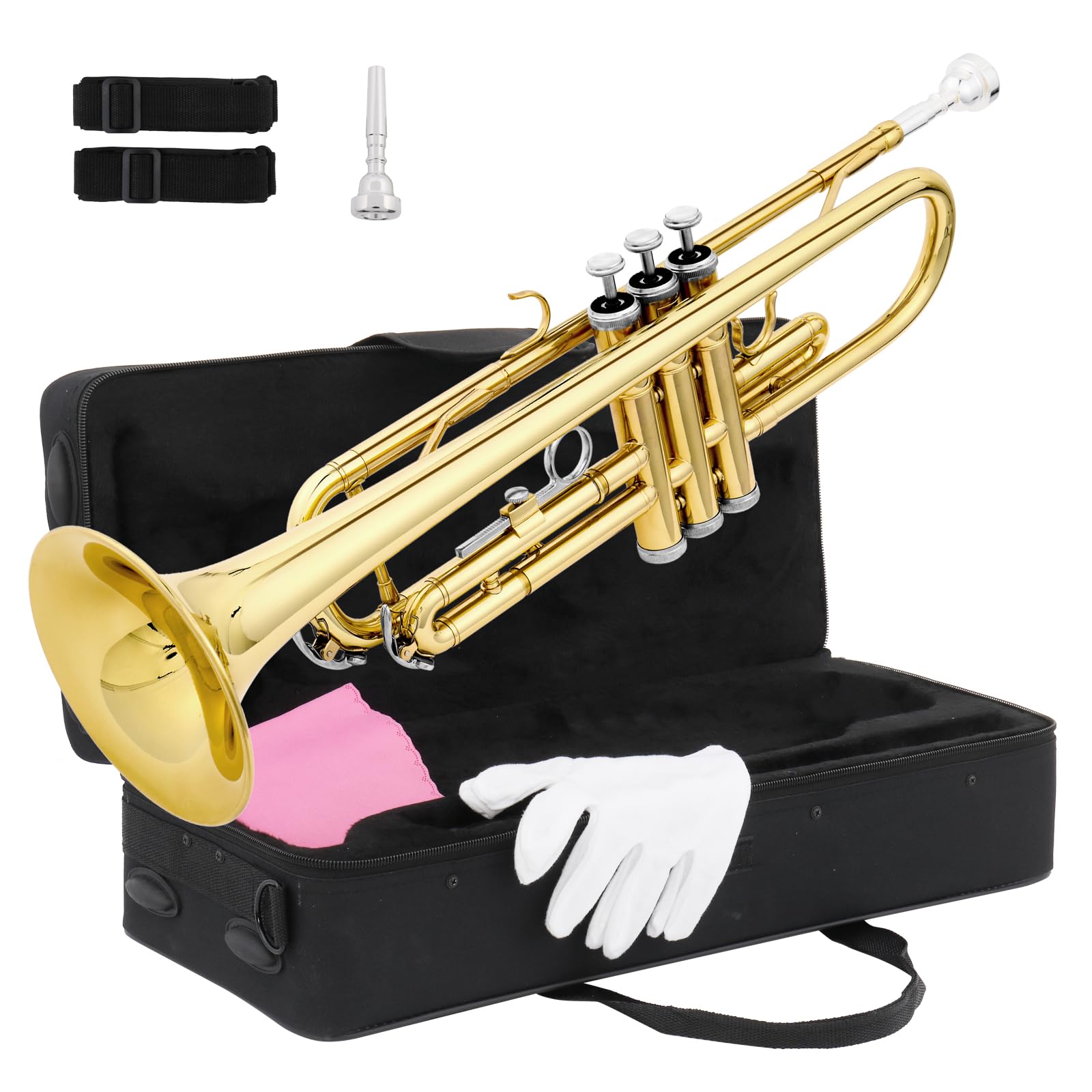 Ktaxon Bb Standard Trumpet for Beginners, Student Trumpet Trompeta Set | Full Eq