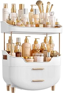 Boxaro Makeup Organizer,Skincare Cosmetics Storage Drawers,Portable | Versatile 4 Tiers Make Up Organisers for Vanity,Home,Bathroom Countertop,White