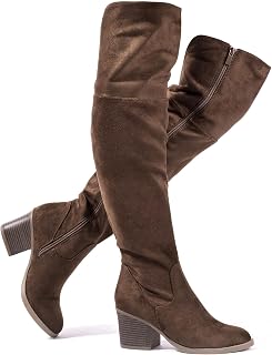 katliu Women's Thigh High Boots Sexy Stacked Block Heel Boots Over the Knee
