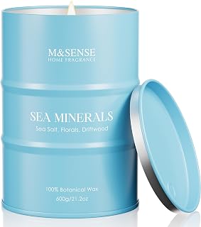 M&SENSE Sea Minerals Scented Candle, 21.2oz Large Candles, Natural Soy Wax