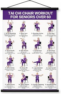 Tai Chi Chair Workout Chart, Chair Tai Chi for Seniors Poster, 16 x 24 Inch | Seated Tai Chi for Beginners: 16 Illustrated Chair Exercises for Balance, Flexibility and Mobility, Easy to Roll Up and Store