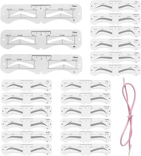 3 Size Eyebrow Stencils Template Shapping Kit, Stamp Mold Stencils Kit, 3 Size Eybrow Stencils 6 Styles with Strap, Soft Reusable
