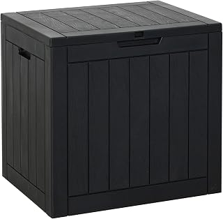 Koll Living Cubex Garden Box, 118 Litres, 100% Waterproof, with Ventilation, No Bad Odour and Mould, Modern Wood Look, Lid Maximum Load 80 kg, Compact Cushion Box 56 x 43 x 53 cm