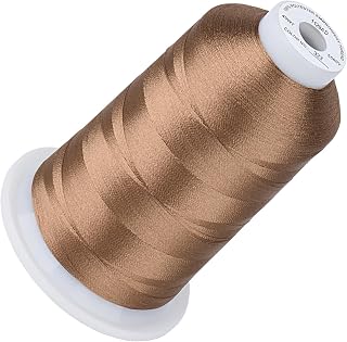 Simthread 5500Yds Embroidery Thread, 5000M High-Yardage 40WT 100% Polyester Thread – 170+ Vivid Colors, High-Speed Rated – Compatible with Brother, Singer, Janome & More - Light Brown 323