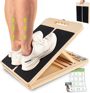 Slant Board Calf Stretching, 460 LBS Capacity Portable Wooden Incline Board | Training Poster, 5 Adjustable Angles, Non-Slip Calf Mobility Board for Legs, Ankles, Knees, Heels, Physical Therapy & Squats