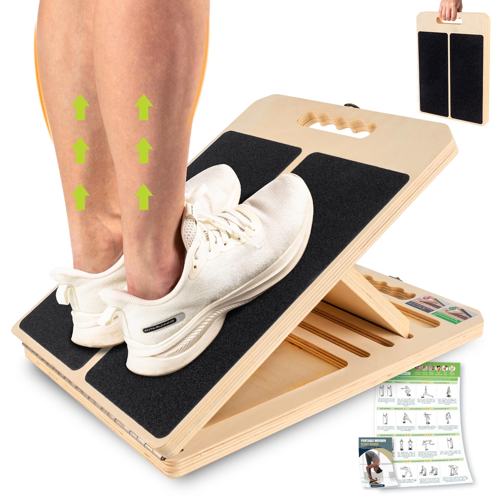 Slant Board Calf Stretching, 460 LBS Capacity Portable Wooden Incline Board | Tr