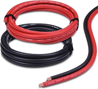Shirbly 4 Gauge Battery Cable, 10FT Red + 10FT Black 4 AWG Pure Copper Wire Welding Cable, for Automotive, Battery, Solar and Generator, Standard USA OFC Wire