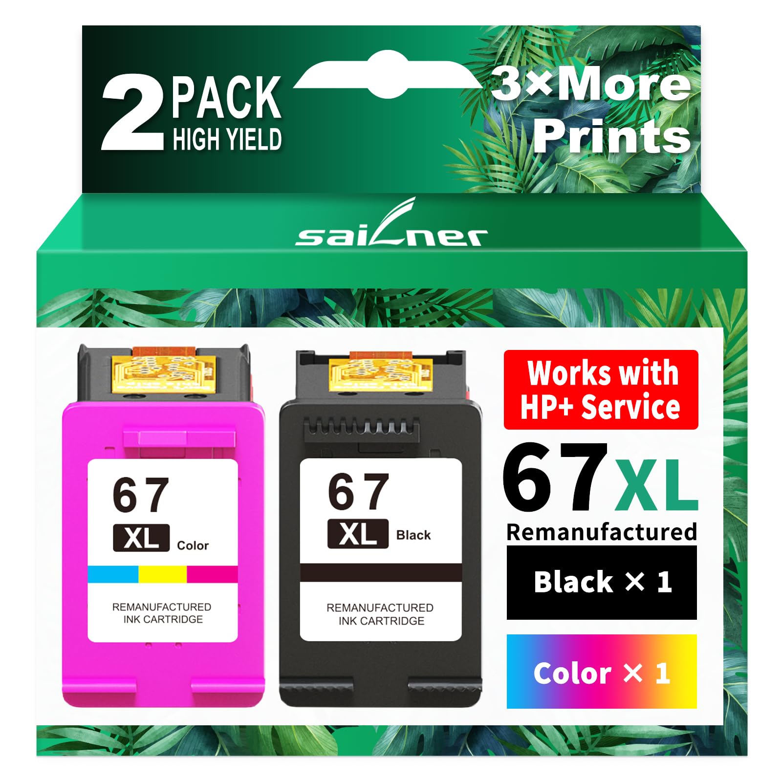 67XL Ink Cartridges Black/Color Combo Pack Replacement for HP Ink 67 HP67XL | Hi