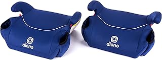 Diono Solana, No Latch, Pack of 2 Backless Booster Car Seats, Lightweight, Machine Washable Covers, Cup Holders, Blue