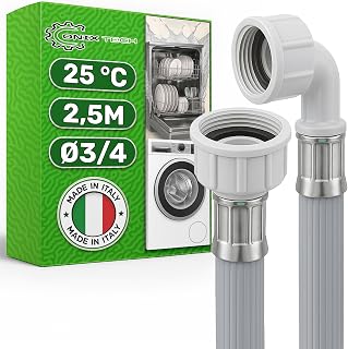 Washing Machine and Dishwasher Hose 2.5 m for Water Supply Diameter 3/4 | Pressure from 20 to 60 bar for temperatures of 77 °F - Made in Italy - 5 year warranty - ONIX TECH
