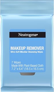Neutrogena Makeup Remover Wipes, 7 ct, Travel Pack | Daily Ultra-Soft Micellar Cleansing Wipes Gently Remove Oil &amp; Makeup, No Heavy Residue, formulated without alcohol