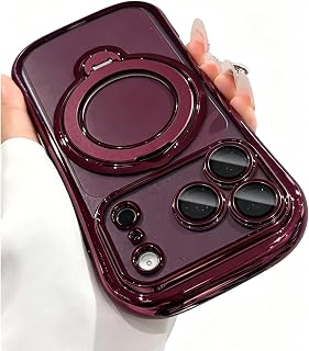 LXK 360 Spin Magnetic Stand for iPhone 18 Pro Case 6.3" Clear Glossy
