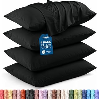 Utopia Bedding King Pillow Cases - 4 Pack - Envelope Closure - Soft Brushed Microfiber Fabric - Shrinkage and Fade Resistant Pillow Covers King Size 20 X 40 (King, Black)