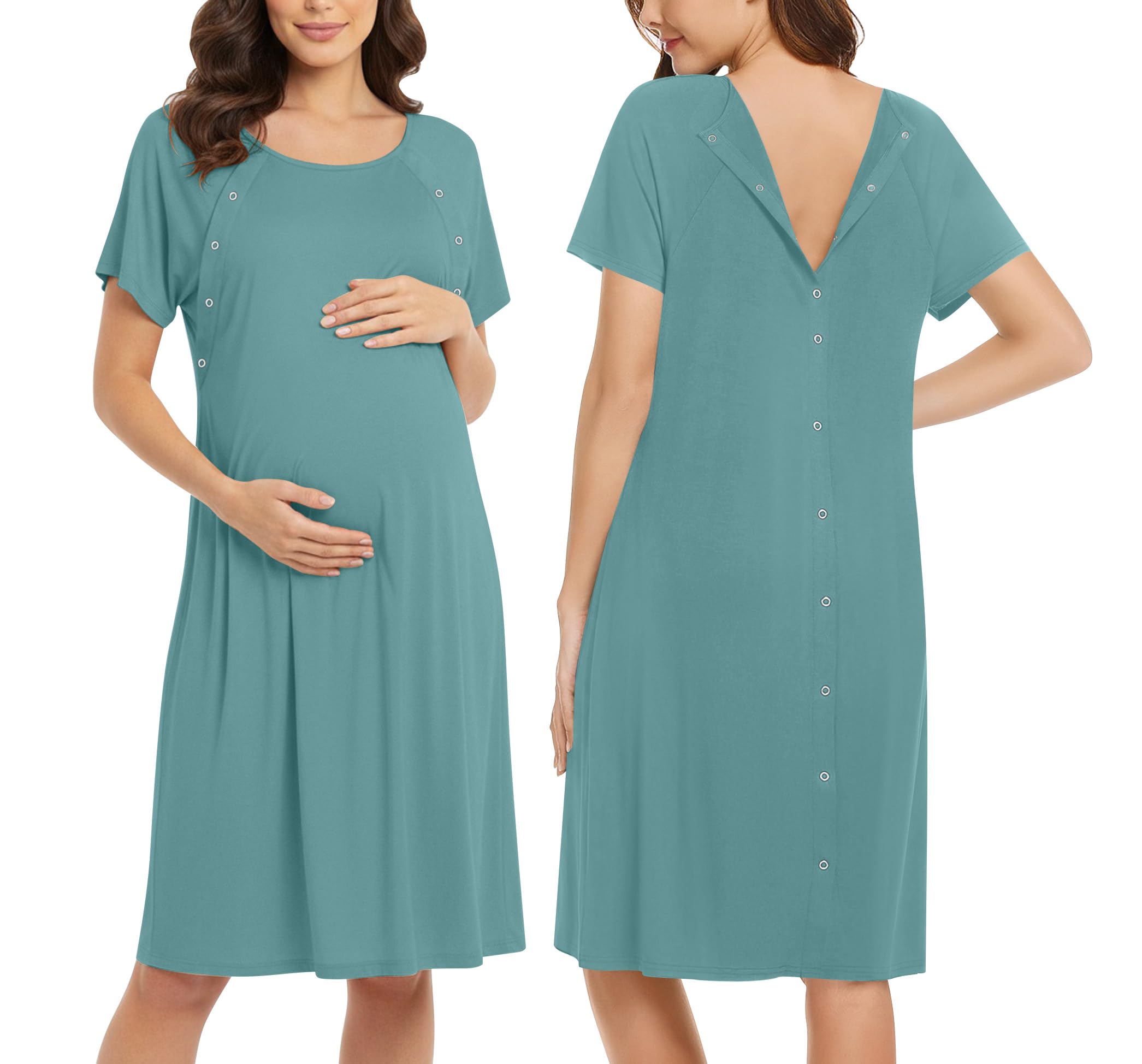 Ekouaer Ladies Nursing Nightgown for Nursing/Delivery/Work/Hospital Nightgown Sh
