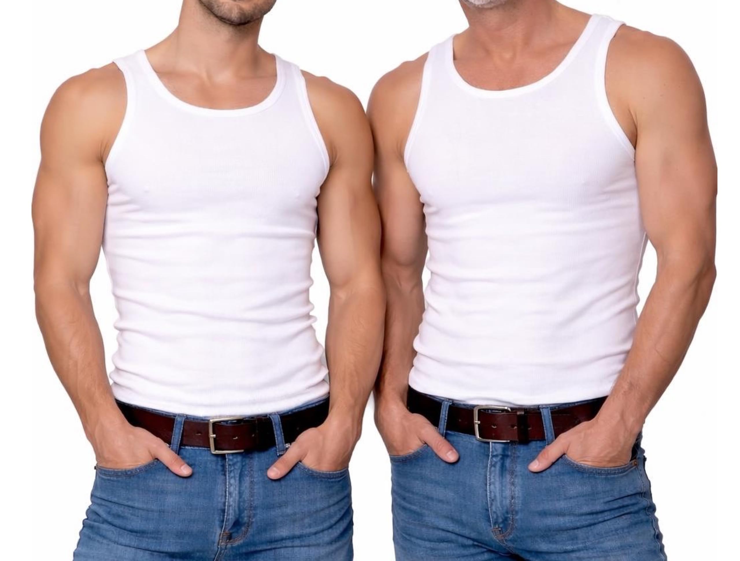 2 | 4 | 6 | 10 Pieces Smooth Men's Vests Fine Rib White 100% Cotton Boil-proof a