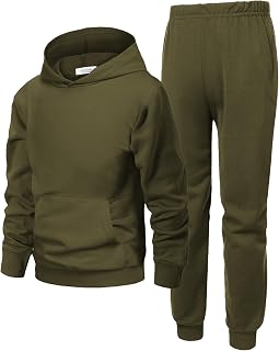Arshiner Boys Athletic Sweatsuit Pullover Hoodie Sweatshirt and Joggers Set