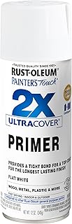 Rust-Oleum Painter's Touch 2X Ultra Cover Spray Primer, Flat White | Indoor and Outdoor Surfaces (Metal, Wood, Plastic), Fast Dry, Durable, Sprays from Any Angle, Comfort Tip, Oil Based