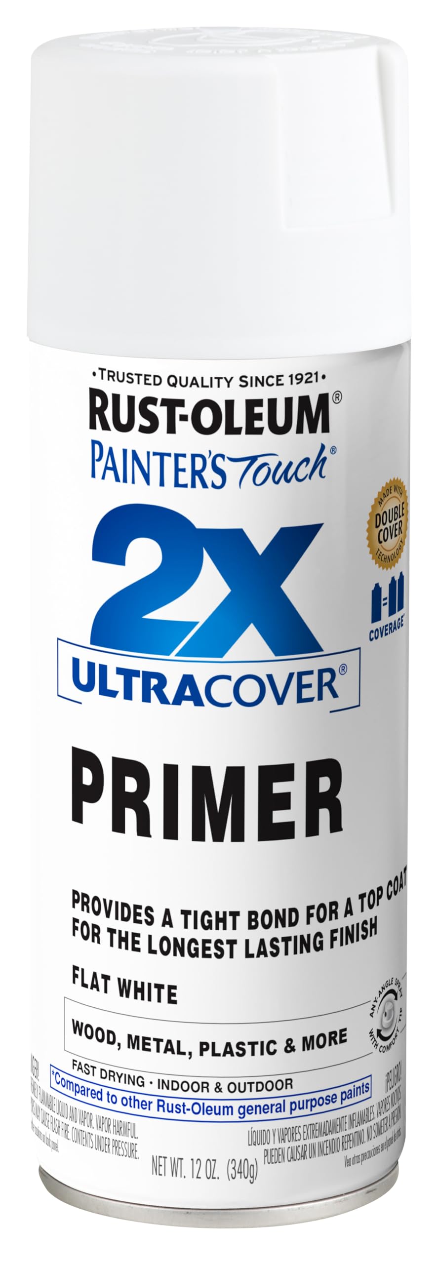 Rust-Oleum Painter's Touch 2X Ultra Cover Spray Primer, Flat White | Indoor and 