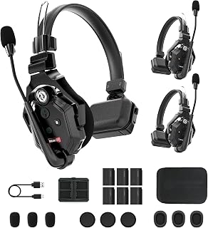 Hollyland Solidcom C1 Wireless Headset Intercom System 3-Person Full Duplex 1100ft Team Communication Group Talk Single-Ear Headset with 1 Master & 2 Remote Headset
